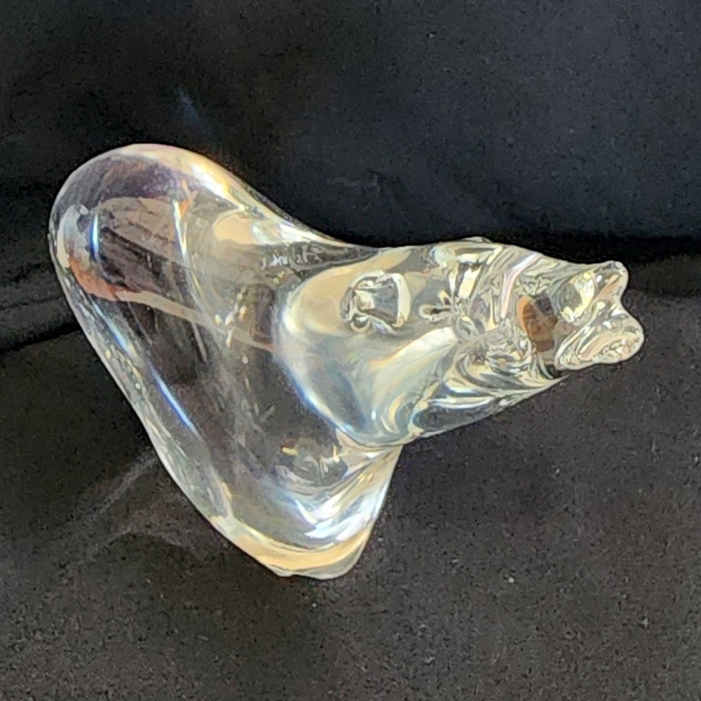 Signed Lane Clear Art Glass Polar Bear Figurine – Hand Blown Animal Sculpture - Picture 8 of 12